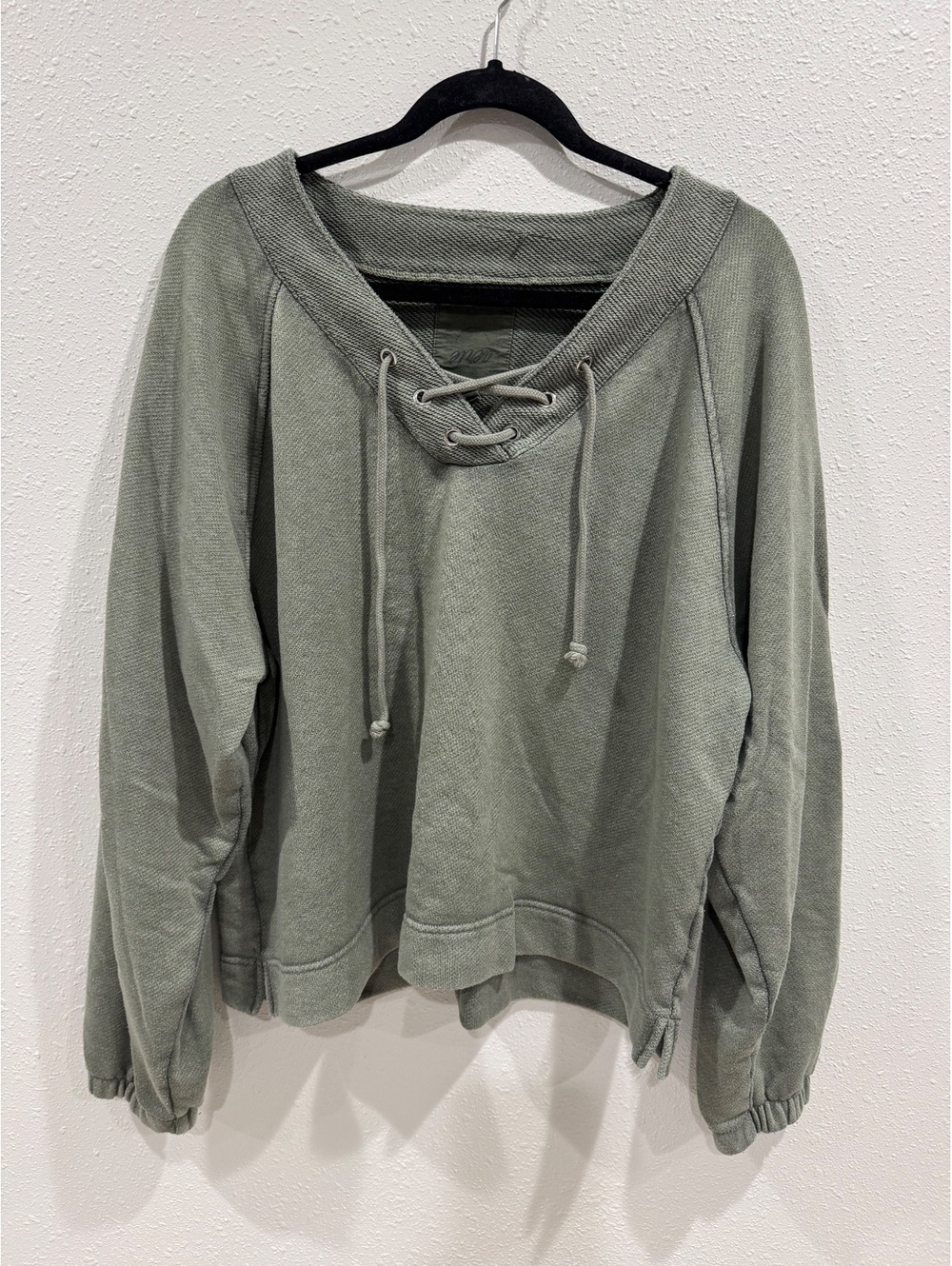 Aerie Sage Green Lace Up Oversized Pullover Sweatshirt Medium